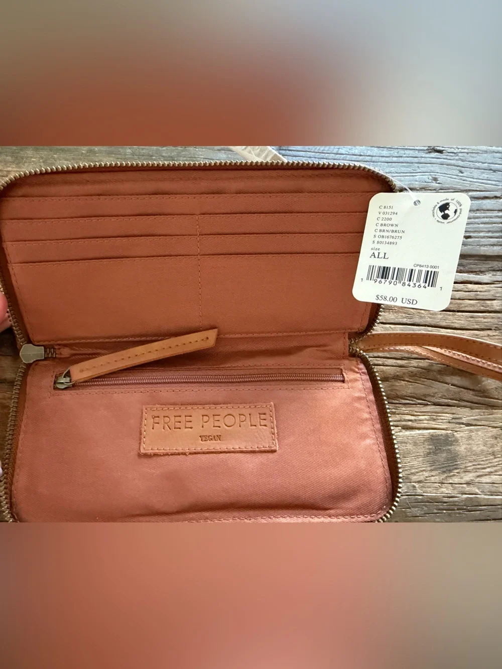 Free People Leather Wristlet Wallet - Tan